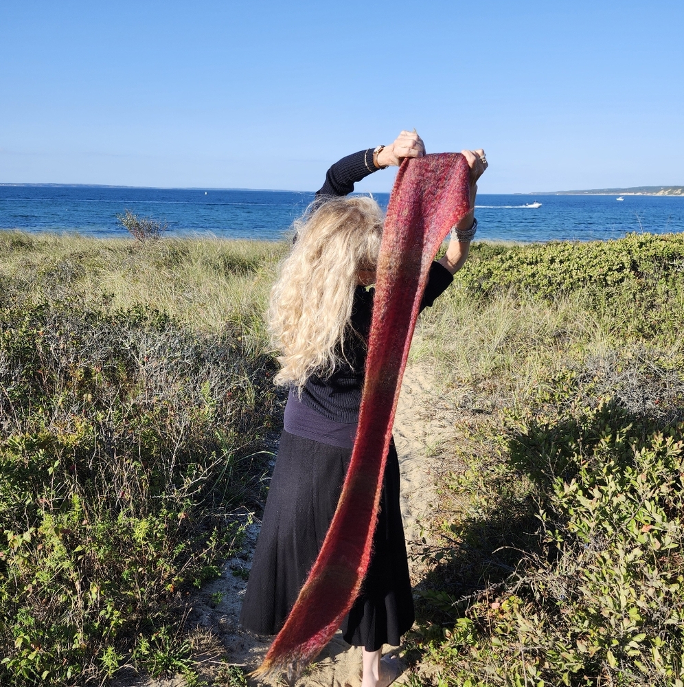 Holland & Holland New Long Pink, Grey, Orange Mohair Wool Scarf, OS $75 - Picture 6 of 11